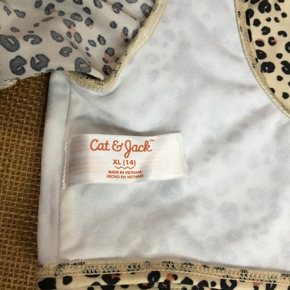 Cat & Jack Girls Two-piece Animal Print Swimsuit Set Size XL(14) - K723 - Picture 11 of 14